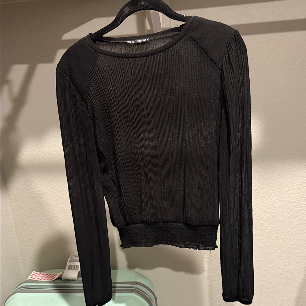Zara Sheer Black Long Sleeve Women's Top